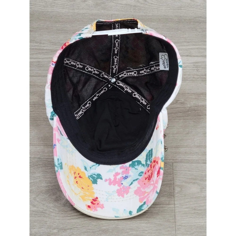 Olive & Pique Rhinestone Flower Hat Strapback Women's Colorful Pink Cowgirl